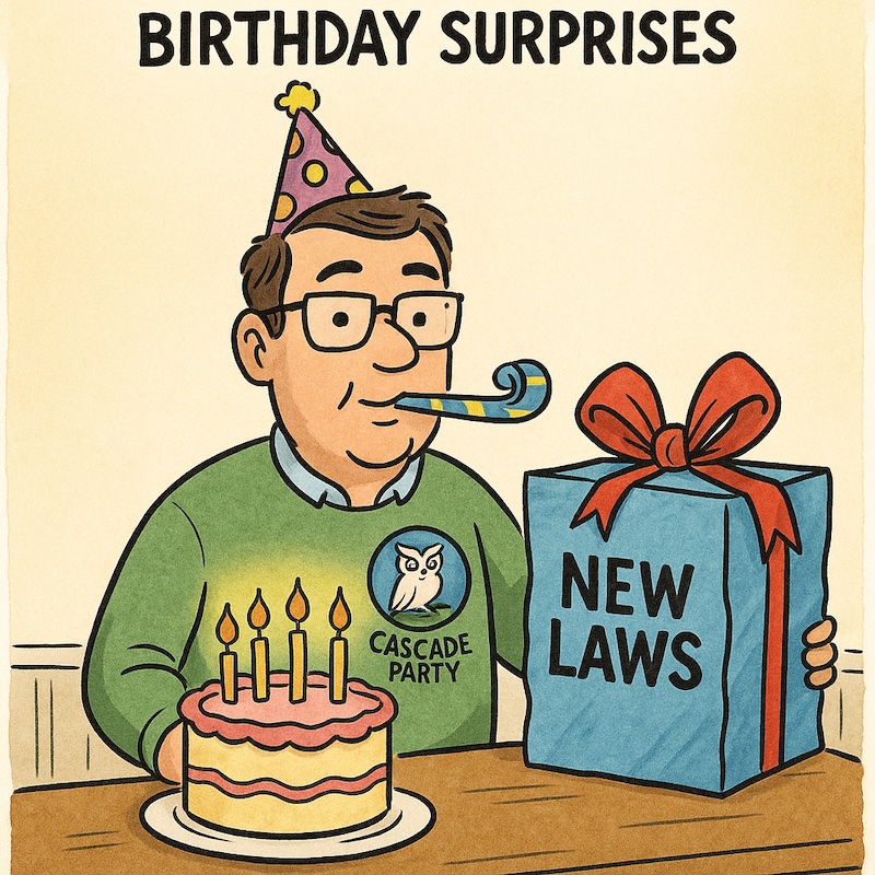 Cartoon Damon with b-day cake.
