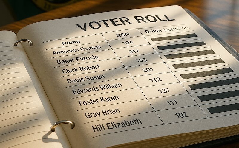 Voter roll notebook.